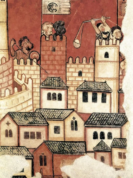 Framed Print : The Conquest of Majorca. 1285 - 1290. Detail of the assault on the ciutat of Mallorca
