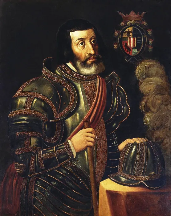 Framed Print : Conquistador Hernan Cortes, invaded the territory of the Aztec Empire in 1519