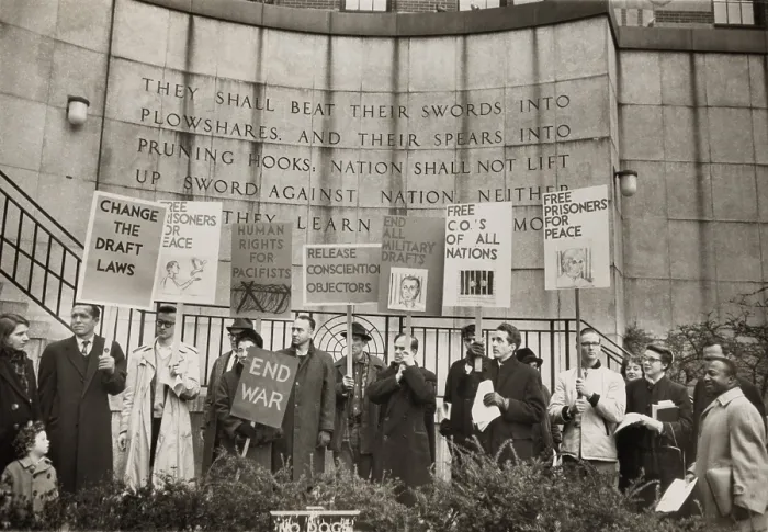 Framed Print : Conscientious objectors from the War Resisters League picketing near the United Nations in New York City