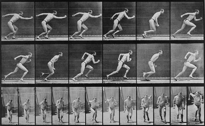 Framed Print : Consecutive images of a man running. From Eadweard Muybridge's, ANIMAL LOCOMOTION, 1887 Framed Print : Consecutive images of a man running. From Eadweard Muybridge's, ANIMAL LOCOMOTION, 1887