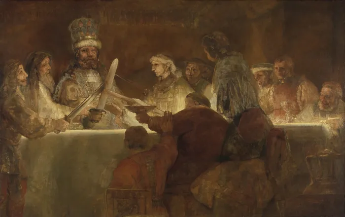 Framed Print : The Conspiracy of the Batavians under Claudius Civilis, by Rembrandt, 1661-62, Dutch oil painting Framed Print : The Conspiracy of the Batavians under Claudius Civilis, by Rembrandt, 1661-62, Dutch oil painting