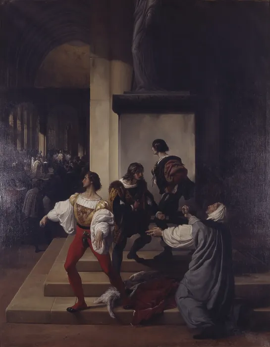Framed Print : The conspiracy of Lampugnani also known as Cola Montano (La congiura dei Lampugnani anche detta di Cola Montano), by Francesco Hayez, 1826, 19th century, oil on canvas