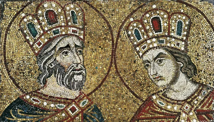 Framed Print : Constanrine I and his mother Saint Helena. Late Byzantine art. Mosaic. ITALY. Venice. Museo Marciano. AISA / Everett Collection**US SALES ONLY** Framed Print : Constanrine I and his mother Saint Helena. Late Byzantine art. Mosaic. ITALY. Venice. Museo Marciano. AISA / Everett Collection**US SALES ONLY**