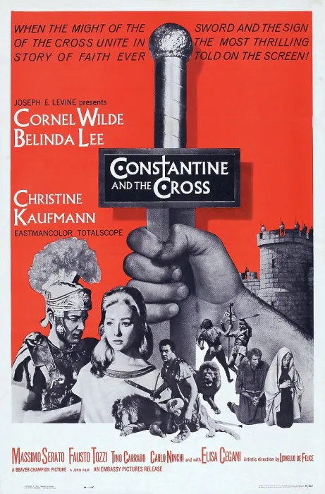 Framed Print : CONSTANTINE AND THE CROSS, l-r: Cornel Wilde, Christine Kaufmann on poster art, 1961
