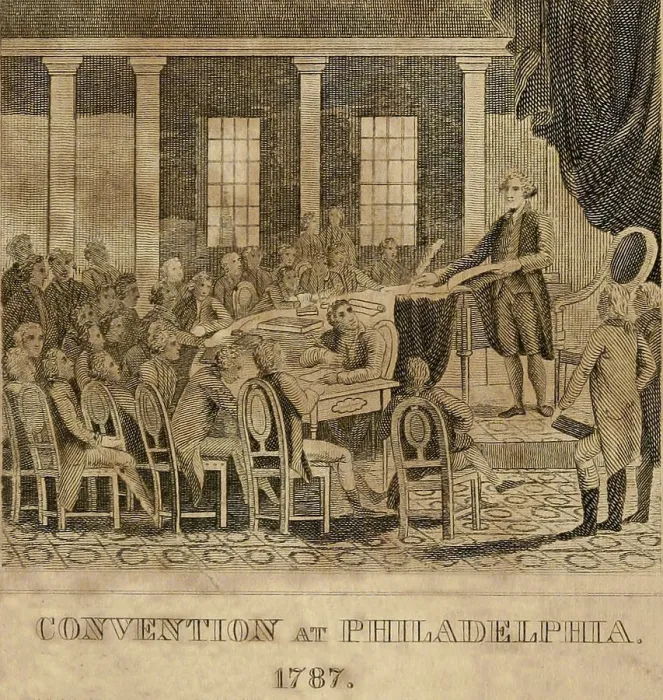 Framed Print : Constitution Convention, 1778. Early American depiction George Washington presiding at the Philadelphia Convention Framed Print : Constitution Convention, 1778. Early American depiction George Washington presiding at the Philadelphia Convention