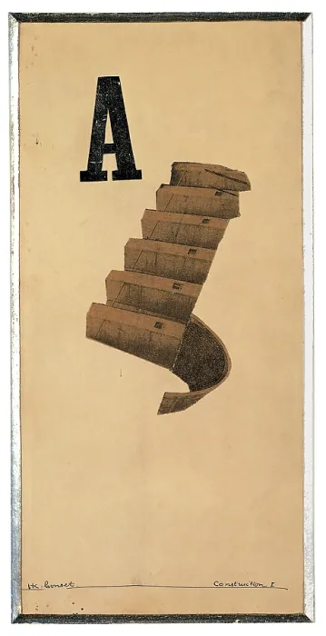 Framed Print : Construction I, by Theo Van Doesburg, 1918 - 1920 about, 20th Century, - Italy, Lombardy, Milan, private collection. All. Letter A steps stairs black brown sepia