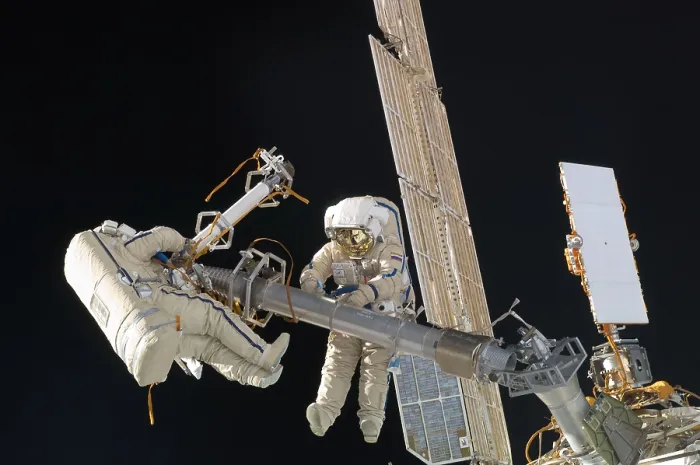 Framed Print : Construction work on International Space Station. Russian cosmonauts Oleg Kononenko and Anton Shkaplerov in a six hour spacewalk Framed Print : Construction work on International Space Station. Russian cosmonauts Oleg Kononenko and Anton Shkaplerov in a six hour spacewalk