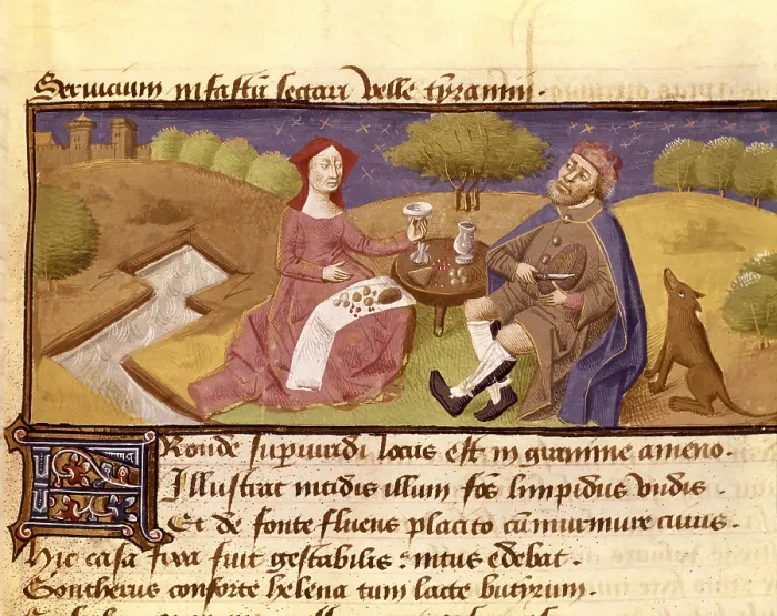 Framed Print : Controversia de nobilitate. 1420 - 1430. Meal in the countryside. Illustration by Bonaccursius de Montemagno, 15th century. Gothic art. Miniature Painting. PORTUGAL. Lisbon Framed Print : Controversia de nobilitate. 1420 - 1430. Meal in the countryside. Illustration by Bonaccursius de Montemagno, 15th century. Gothic art. Miniature Painting. PORTUGAL. Lisbon