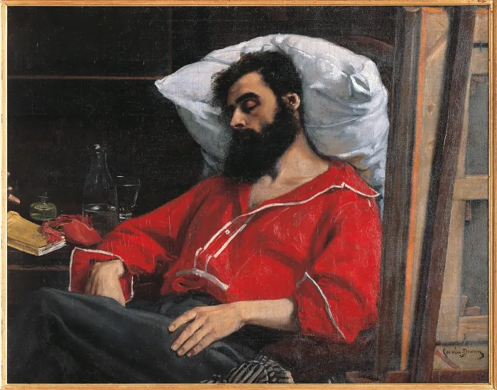 Framed Print : The Convalescent, or the Wounded Man, by Durand Charles Emile Auguste known as Carolus-Duran, 19th Century, oil on canvas, cm 99 x 126 - France, Ile de France, Paris, Muse dOrsay Framed Print : The Convalescent, or the Wounded Man, by Durand Charles Emile Auguste known as Carolus-Duran, 19th Century, oil on canvas, cm 99 x 126 - France, Ile de France, Paris, Muse dOrsay