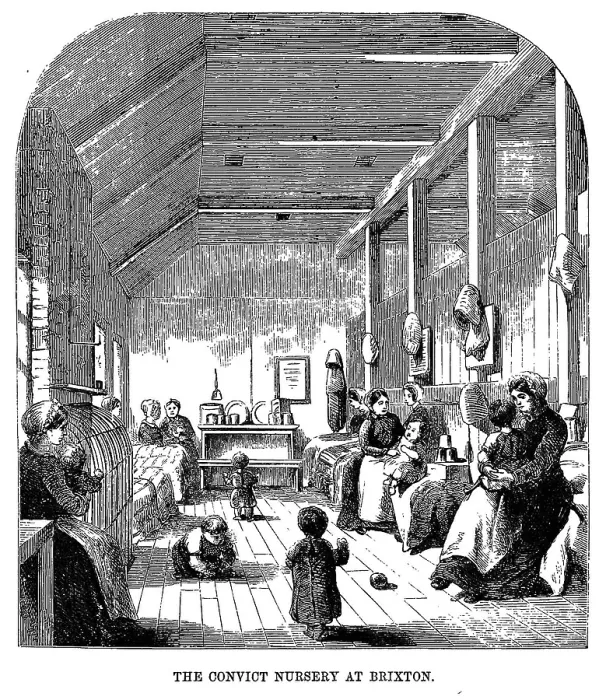 Framed Print : The Convict Nursery at Brixton Prison. In 1860, Brixton was a prison for British women. It had a nursery which allowed inmates to keep their children under the age of four Framed Print : The Convict Nursery at Brixton Prison. In 1860, Brixton was a prison for British women. It had a nursery which allowed inmates to keep their children under the age of four