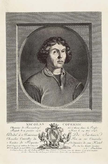 Framed Print : COPERNICUS, Nicolaus (1473-1543). 'De Revolutionibus Orbium Coelestium'. Portrait of Copernicus. Etching. SPAIN. Barcelona