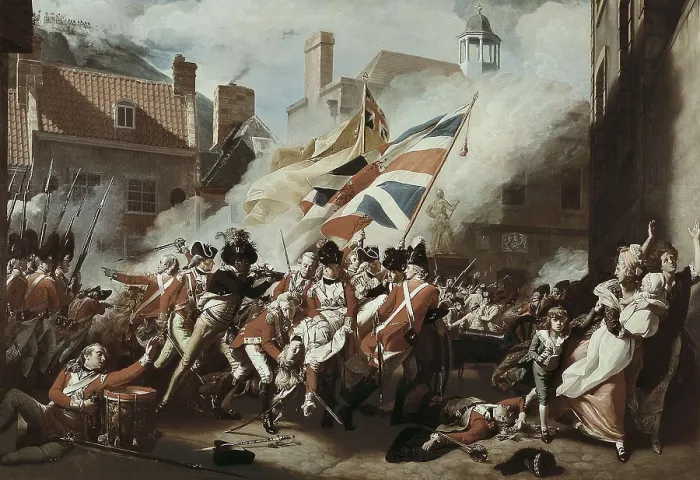 Framed Print : COPLEY, John Singleton (1738-1815). The Death of Major Peirson, 6 January 1781. 1783 Framed Print : COPLEY, John Singleton (1738-1815). The Death of Major Peirson, 6 January 1781. 1783