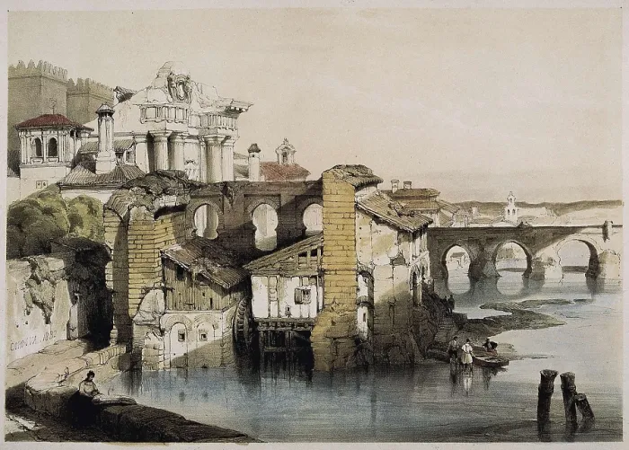 Framed Print : Cordoba (19th c.). Roman bridge over the Guadalquivir river. Litography. AISA / Everett Collection**US SALES ONLY**