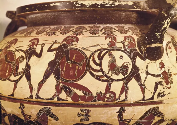 Framed Print : Corinthian Krater with a battle scene. 6th c. BC. Black and red-figure ceramic. Archaic Greek art. Ceramics. FRANCE. Paris. Louvre Museum. AISA / Everett Collection**US SALES ONLY** Framed Print : Corinthian Krater with a battle scene. 6th c. BC. Black and red-figure ceramic. Archaic Greek art. Ceramics. FRANCE. Paris. Louvre Museum. AISA / Everett Collection**US SALES ONLY**