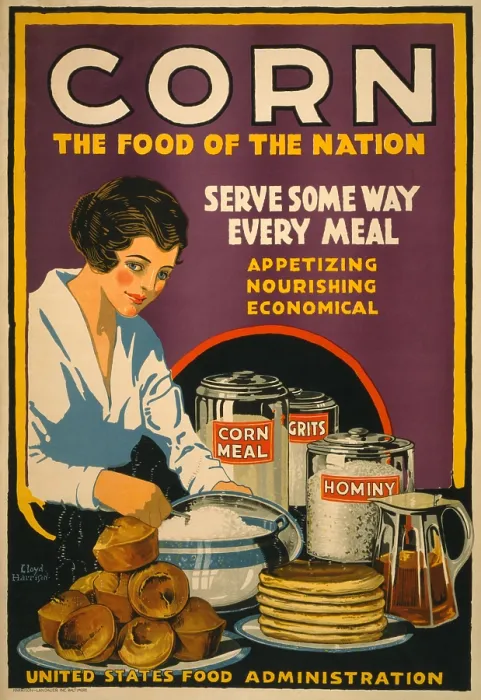 Framed Print : CORN-FOOD OF THE NATION. American World War 1 poster promoting corn in 1918 Framed Print : CORN-FOOD OF THE NATION. American World War 1 poster promoting corn in 1918