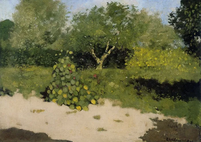 Framed Print : Corner of a Garden with Nasturtiums, by Richard Roland Holst, 1891, Dutch painting, oil on panel