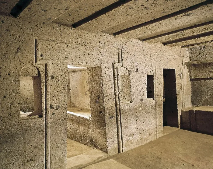 Framed Print : Cornice Tomb. 6th c. BC. ITALY. Cerveteri. Banditaccia Necropolis. Etruscan art. Architecture. AISA / Everett Collection**US SALES ONLY**