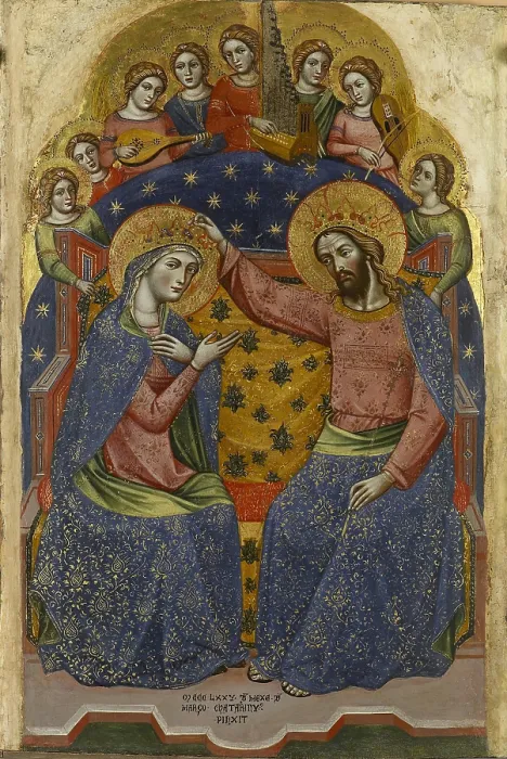 Framed Print : Coronation of the Virgin, by Catarino da Venezia (or Catarino di Marco) known as Catarino, 19th Century, 1375, panel gold ground, cm 89 x 60, 5 - Italy, Veneto, Venice