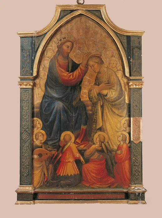 Framed Print : Coronation of the Virgin, by Mariotto di Nardo, 14th Century, tempera on wood, - Italy, Tuscany, Florence, Palazzo Acciaiuoli. Full view