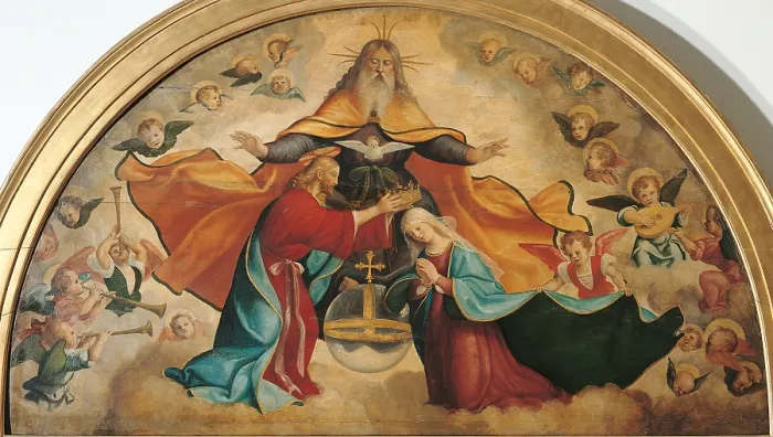 Framed Print : The Coronation of the Virgin Mary, by Andrea Previtali (Cordegliaghi), 15th Century - 16th Century, - Italy, Lombardy, Milan, Brera art gallery