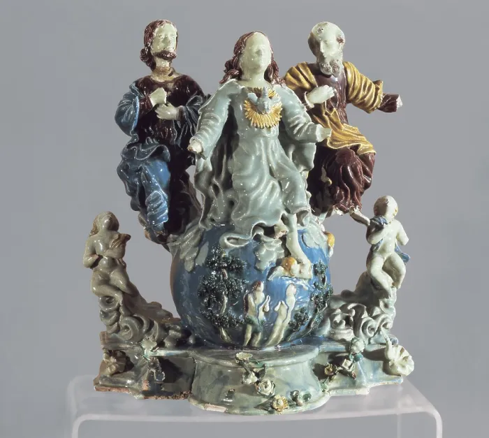 Framed Print : The Coronation of the Virgin. Piece of of Quito ceramics. Colonial baroque. Ceramics. ECUADOR. Quito. Library of the Museum Jacinto Jijn y Caamao of Archaeology and Colonial Art Framed Print : The Coronation of the Virgin. Piece of of Quito ceramics. Colonial baroque. Ceramics. ECUADOR. Quito. Library of the Museum Jacinto Jijn y Caamao of Archaeology and Colonial Art