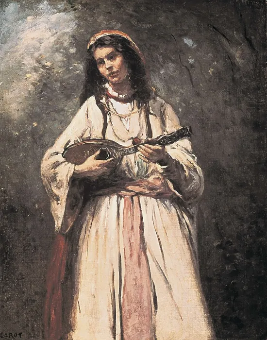 Framed Print : COROT, Jean-Baptiste Camille (1796-1875). Gypsy Girl with Mandolin (Gitane la Madoline). ca. 1870. Realism. Oil on canvas. UNITED STATES OF AMERICA. Washington Framed Print : COROT, Jean-Baptiste Camille (1796-1875). Gypsy Girl with Mandolin (Gitane la Madoline). ca. 1870. Realism. Oil on canvas. UNITED STATES OF AMERICA. Washington
