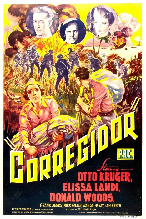 Framed Print : CORREGIDOR, US poster, top from left: Otto Kruger, Donald Woods, Elissa Landi, 1943