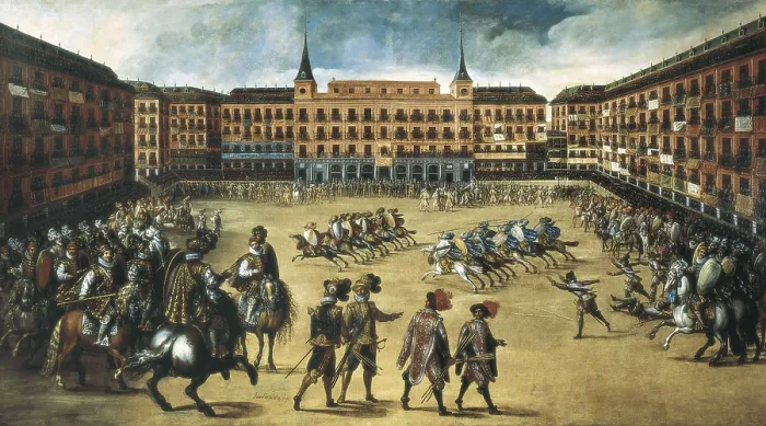Framed Print : CORTE, Juan de la (1597-1660). Parade in the Plaza Mayor in Madrid. 1600. Flemish art. Oil on canvas. SPAIN. Madrid. Municipal Museum. AISA / Everett Collection**US SALES ONLY**