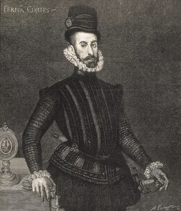 Framed Print : CORTS, Hernn (1485-1547). Spanish conqueror of Mexico. Etching. AISA / Everett Collection**US SALES ONLY**