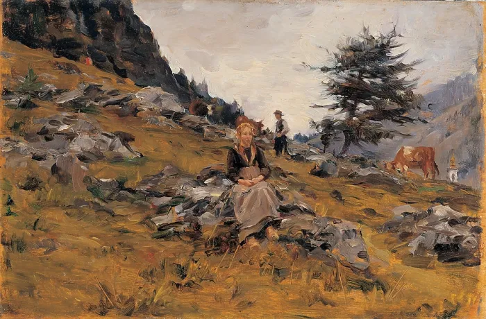 Framed Print : Cosola Demetrio, Pasture near Gressoney, 1885 - 1895, 19th Century, oil on panel, private collection (156019) Everett CollectionMondadori Portfolio**US SALES ONLY**