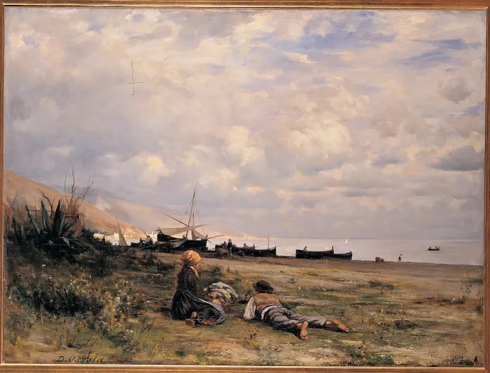 Framed Print : Cosola Demetrio, The Rest on the Beach, 1880 - 1885, 19th Century, oil on canvas, private collection (155994) Everett CollectionMondadori Portfolio**US SALES ONLY**