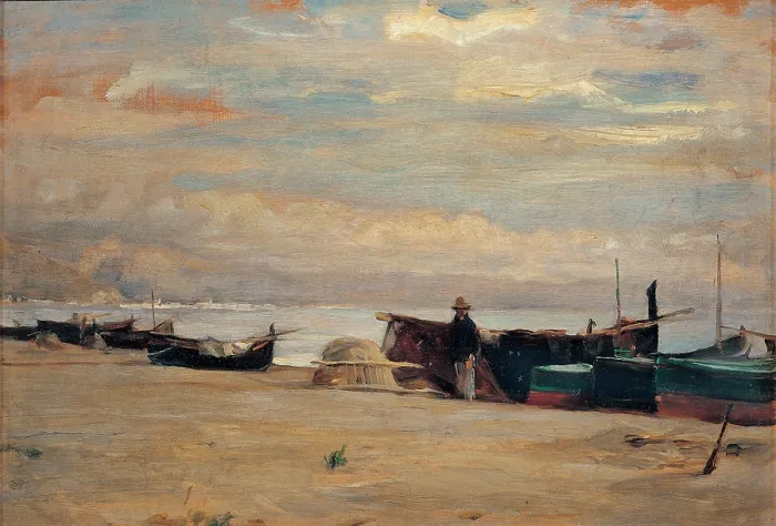 Framed Print : Cosola Demetrio, Seascape with Boat, 1875 - 1895, 19th Century, oil on panel, private collection (156018) Everett CollectionMondadori Portfolio**US SALES ONLY**