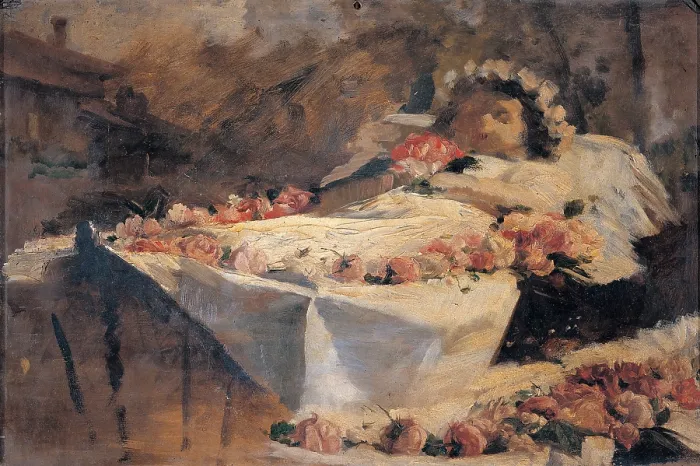Framed Print : Cosola Demetrio, Visit to the Little Dead (Sketch), 1880, 19th Century, oil on panel, private collection (156015) Everett CollectionMondadori Portfolio**US SALES ONLY** Framed Print : Cosola Demetrio, Visit to the Little Dead (Sketch), 1880, 19th Century, oil on panel, private collection (156015) Everett CollectionMondadori Portfolio**US SALES ONLY**