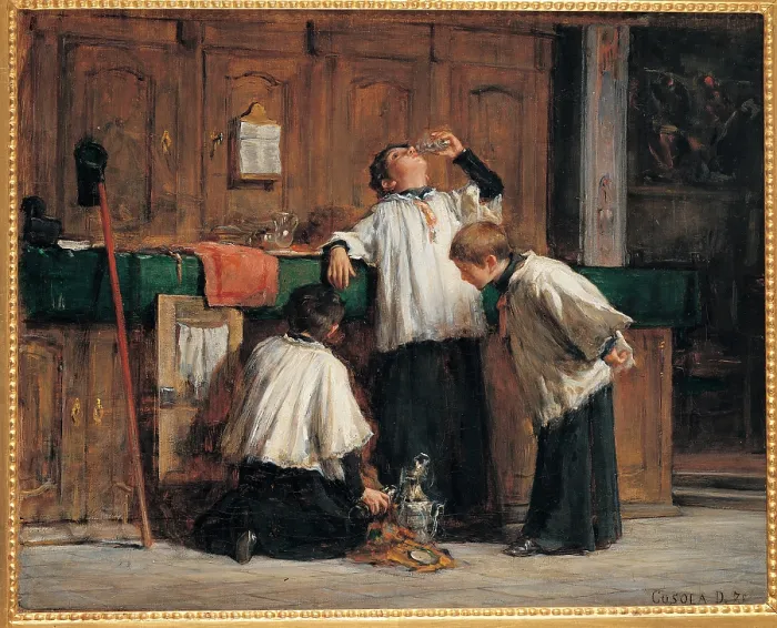 Framed Print : Cosola Demetrio, The Wine of the Parish Priest, 1875 - 1895, 19th Century, oil on canvas, Private Collection (156021) Everett CollectionMondadori Portfolio**US SALES ONLY**