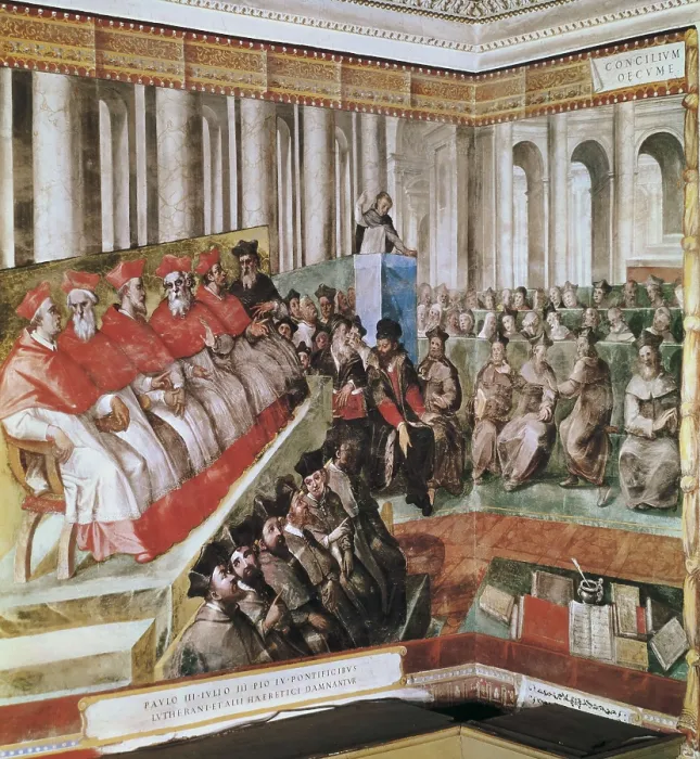 Framed Print : Counter-Reformation or Catholic Reformation. Luther is codmened by the Vatican Curia