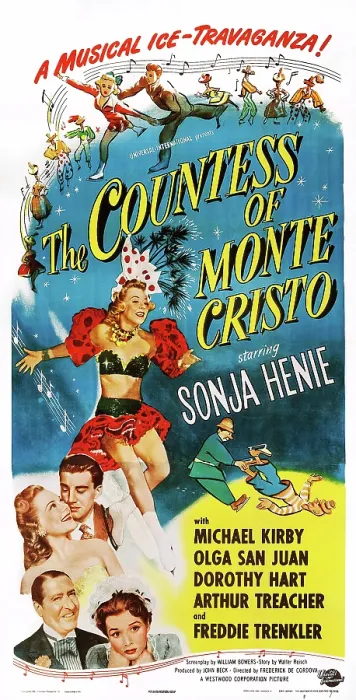Framed Print : THE COUNTESS OF MONTE CRISTO, US poster art, from top left: Sonja Henie, Michael Kirby, Sonia Henie, Olga San Juan, Arthur Treacher, 1948