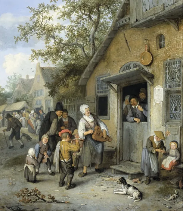 Framed Print : Country Kermis, Cornelis Dusart, 1680-1704, Dutch painting, oil on panel