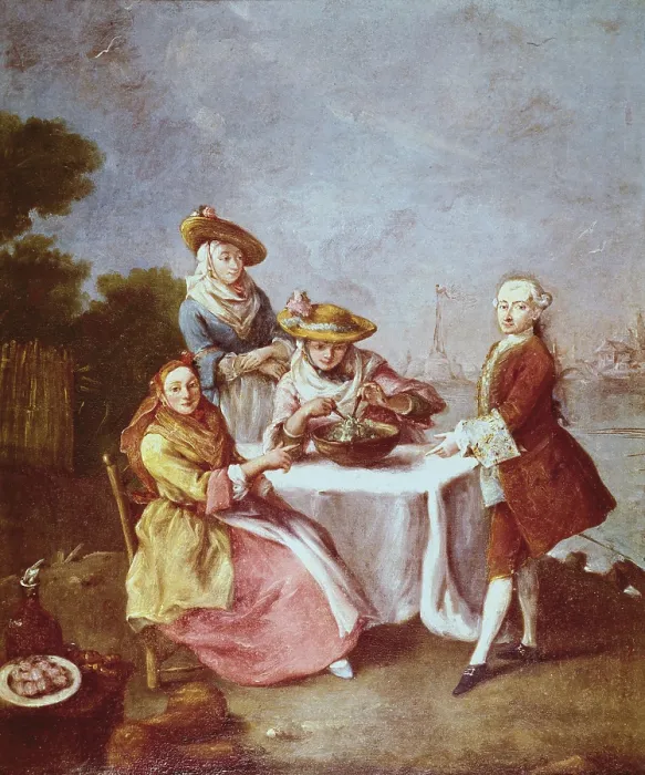 Framed Print : Country meal. mid. 18th c. Oil on canvas. ITALY. Venice. Ca Rezzonico. - BeBa / Iberfoto / Everett Collection (590109)**US SALES ONLY**