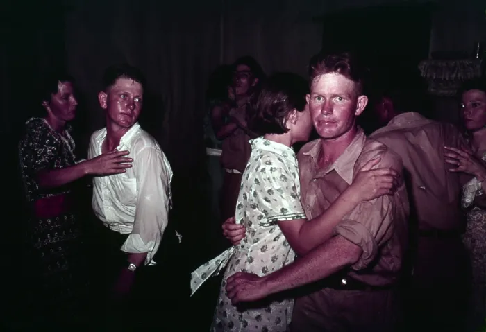 Framed Print : Couples at square dance, McIntosh County, Oklahoma, by Lee Russell, for the Farm Securities Administration, circa 1939 / 1940 Framed Print : Couples at square dance, McIntosh County, Oklahoma, by Lee Russell, for the Farm Securities Administration, circa 1939 / 1940