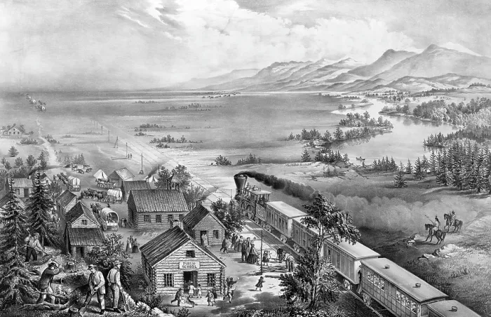 Framed Print : The Course of Empire takes its Way, drawing by F.F. Palmer, published by Currier & Ives, 1868 Framed Print : The Course of Empire takes its Way, drawing by F.F. Palmer, published by Currier & Ives, 1868