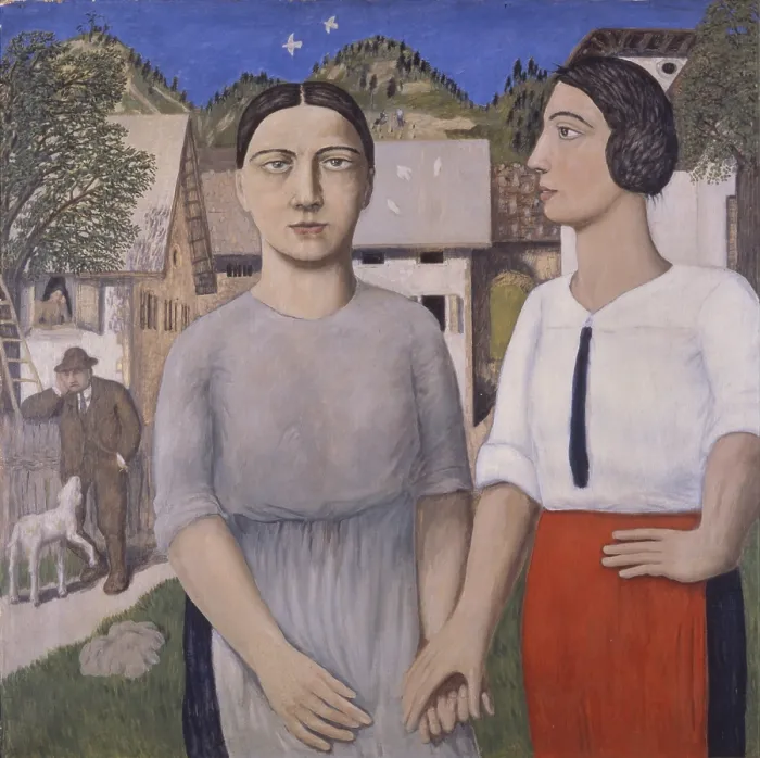 Framed Print : The court of doves (La corte delle colombe), by Tullio Gambari, 1927, 20th Century, oil on canvas - Private collection. Whole artwork view