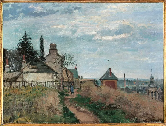 Framed Print : The Courthouse at Pontoise, by Camille Pissarro, 1872, 19th Century, oil on canvas, cm 40, 5 x 54, 5 - France, Ile de France, Paris, Muse dOrsay, RF1683. All
