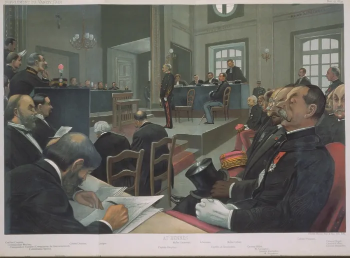 Framed Print : Courtroom scene of the espionage trail of Captain Alfred Dreyfus at Rennes in 1899