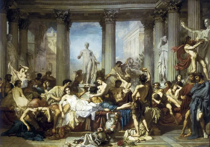 Framed Print : COUTURE, Thomas (1815-1879). The Romans of the Decadence. 1847. Academicism. Oil on canvas. FRANCE. Paris. Muse d'Orsay (Orsay Museum) Framed Print : COUTURE, Thomas (1815-1879). The Romans of the Decadence. 1847. Academicism. Oil on canvas. FRANCE. Paris. Muse d'Orsay (Orsay Museum)