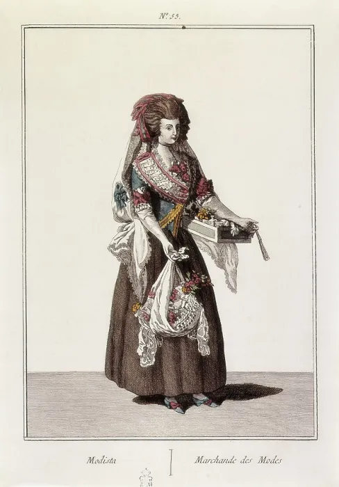 Framed Print : Couturier. Image belonging to the serie 'Collection of suits of Spain' (18th c.). Engraving. SPAIN. Madrid. National Library