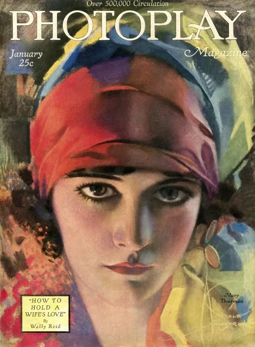 Framed Print : Cover of PHOTOPLAY MAGAZINE with portrait of Mary Thurman by Rolf Armstrong, Jan. 1921