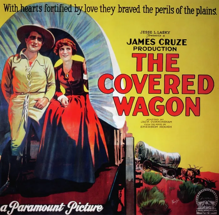 Framed Print : THE COVERED WAGON, poster, from left: J. Warren Kerrigan, Lois Wilson, 1923 Framed Print : THE COVERED WAGON, poster, from left: J. Warren Kerrigan, Lois Wilson, 1923