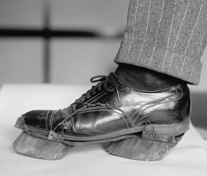 Framed Print : Cow shoes, designed by bootleggers to disguise their footprints from Prohibition agents. 1920-24. (BSLOC_2016_7_5) Framed Print : Cow shoes, designed by bootleggers to disguise their footprints from Prohibition agents. 1920-24. (BSLOC_2016_7_5)
