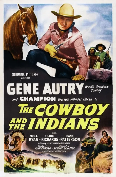 Framed Print : THE COWBOY AND THE INDIANS, US poster art, top center: Gene Autry, 1949