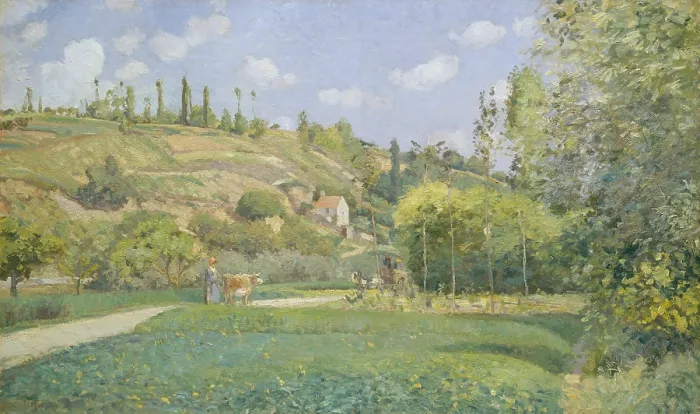 Framed Print : Cowherd at Valhermeil, Auvers-sur-Oise, by Camille Pissarro, 1874, French impressionist oil painting Framed Print : Cowherd at Valhermeil, Auvers-sur-Oise, by Camille Pissarro, 1874, French impressionist oil painting